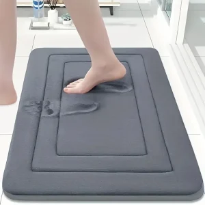 3PCS Absorbent Bath Mats Set Non-Slip Memory Foam Bathroom Rug Soft Quick Dry Carpet Standing Pad Machine Wash For Bathroom