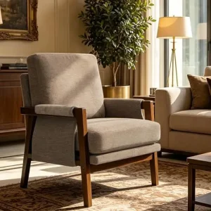 Dark Brown Mid-Century Accent Chair