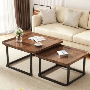 2-Piece Industrial Nesting Coffee Table Set