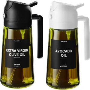 2-in-1 Glass Olive Oil Sprayer & Dispenser – 470ml