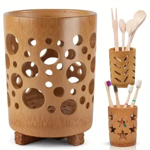 Bamboo Toothbrush Holder with Drainage